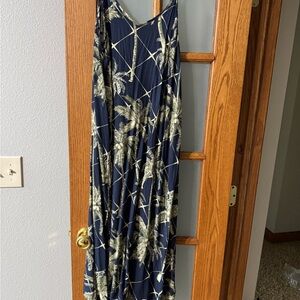 Nordstrom Navy and Beige and green Patterned Dress